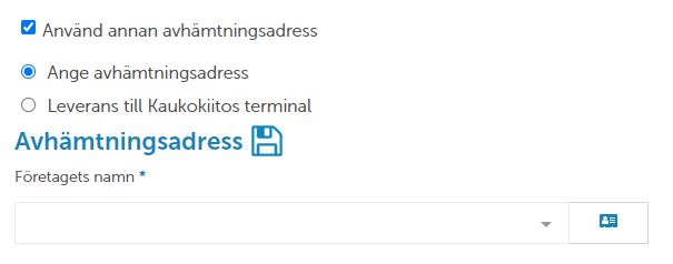 Använd annan avhämtningadress